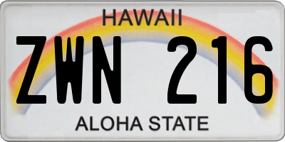 HI license plate ZWN216