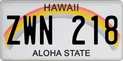 HI license plate ZWN218
