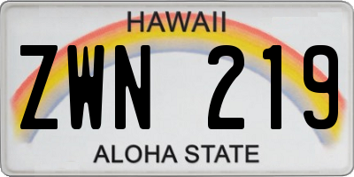 HI license plate ZWN219