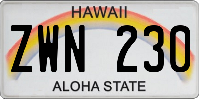 HI license plate ZWN230