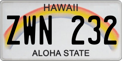 HI license plate ZWN232