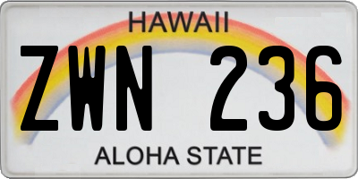 HI license plate ZWN236