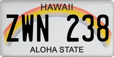 HI license plate ZWN238