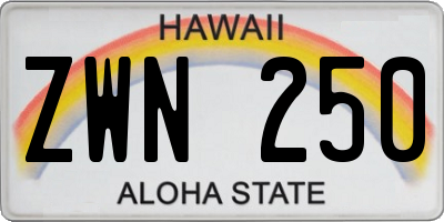 HI license plate ZWN250