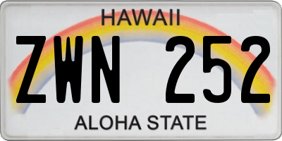 HI license plate ZWN252
