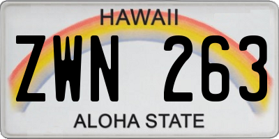 HI license plate ZWN263