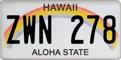 HI license plate ZWN278