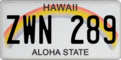 HI license plate ZWN289