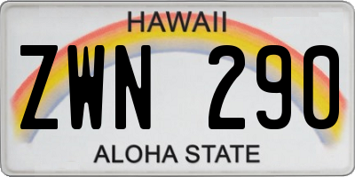 HI license plate ZWN290