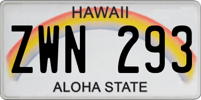 HI license plate ZWN293