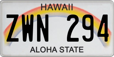 HI license plate ZWN294