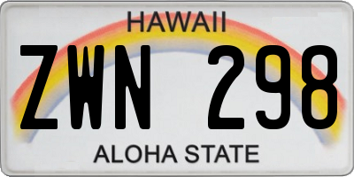 HI license plate ZWN298