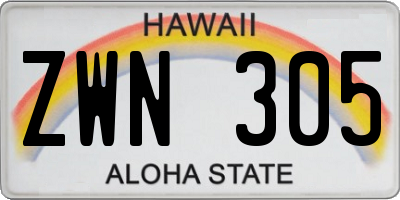 HI license plate ZWN305