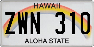 HI license plate ZWN310