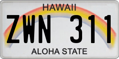 HI license plate ZWN311