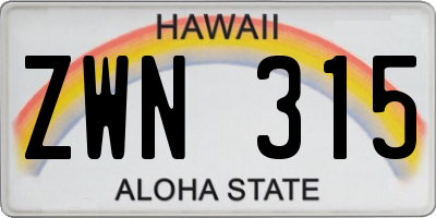 HI license plate ZWN315