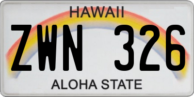 HI license plate ZWN326
