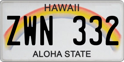 HI license plate ZWN332