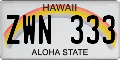 HI license plate ZWN333