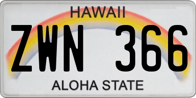HI license plate ZWN366