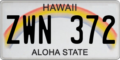 HI license plate ZWN372