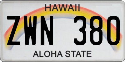 HI license plate ZWN380