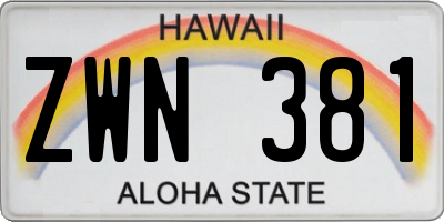 HI license plate ZWN381
