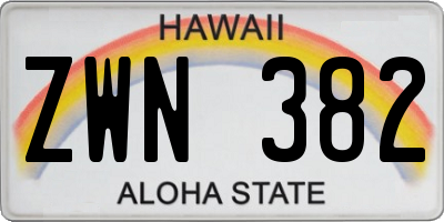 HI license plate ZWN382