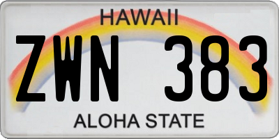 HI license plate ZWN383