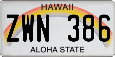 HI license plate ZWN386