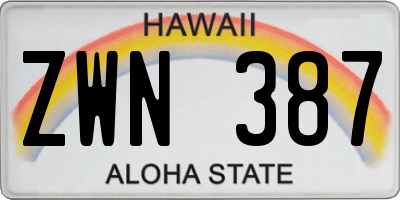 HI license plate ZWN387