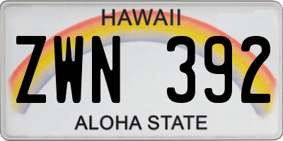 HI license plate ZWN392