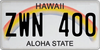 HI license plate ZWN400