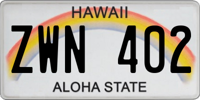 HI license plate ZWN402