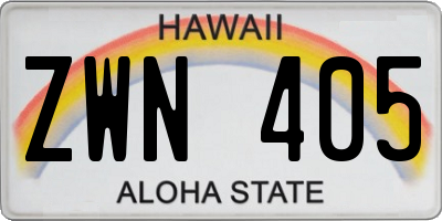 HI license plate ZWN405