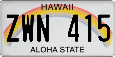 HI license plate ZWN415