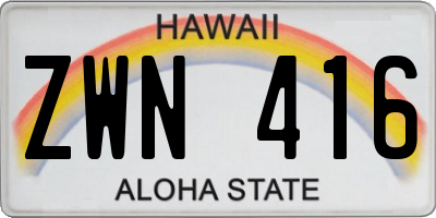 HI license plate ZWN416