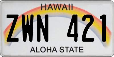 HI license plate ZWN421