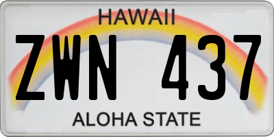 HI license plate ZWN437