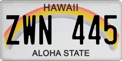 HI license plate ZWN445