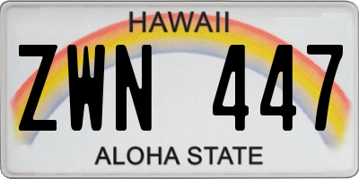 HI license plate ZWN447
