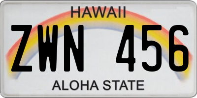 HI license plate ZWN456