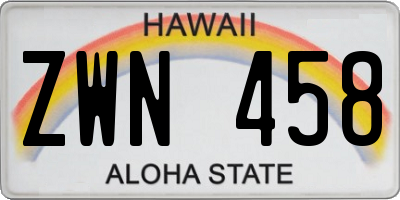 HI license plate ZWN458