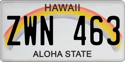 HI license plate ZWN463