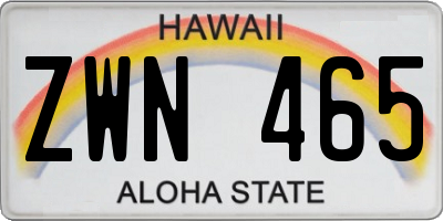 HI license plate ZWN465