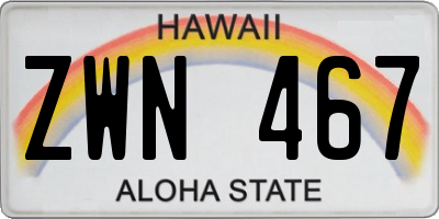 HI license plate ZWN467