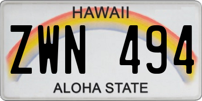 HI license plate ZWN494