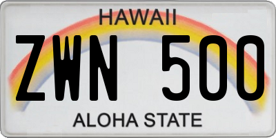 HI license plate ZWN500