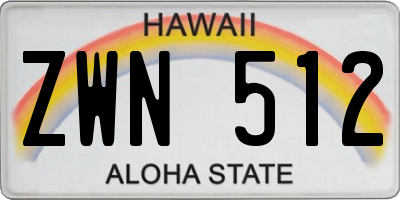 HI license plate ZWN512
