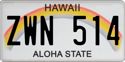 HI license plate ZWN514